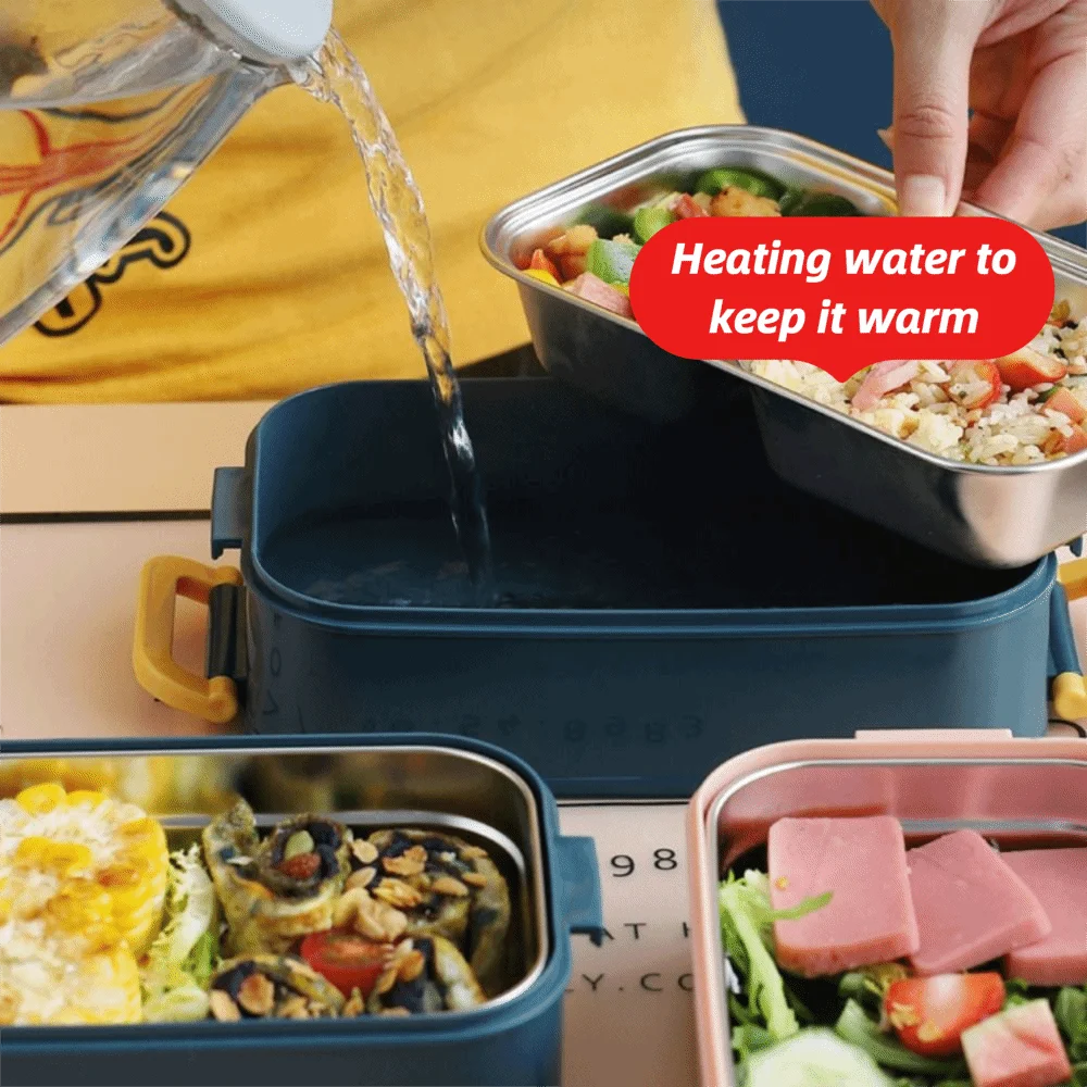 Poratble 600ml Insulated Lunch Box Detachable Rectangular Food Storage Container Microwaveable Large Capacity Food Box Worker