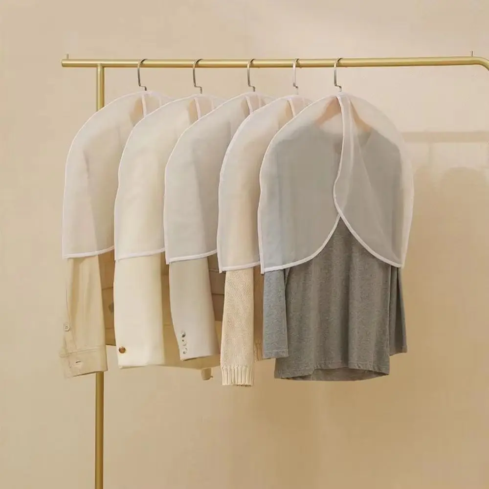 5PCS Semi-Package Clothes Dust Cover Hanging Waterproof Clothing Storage Cover Moisture-proof Transparent Suit Coat Dust Bag