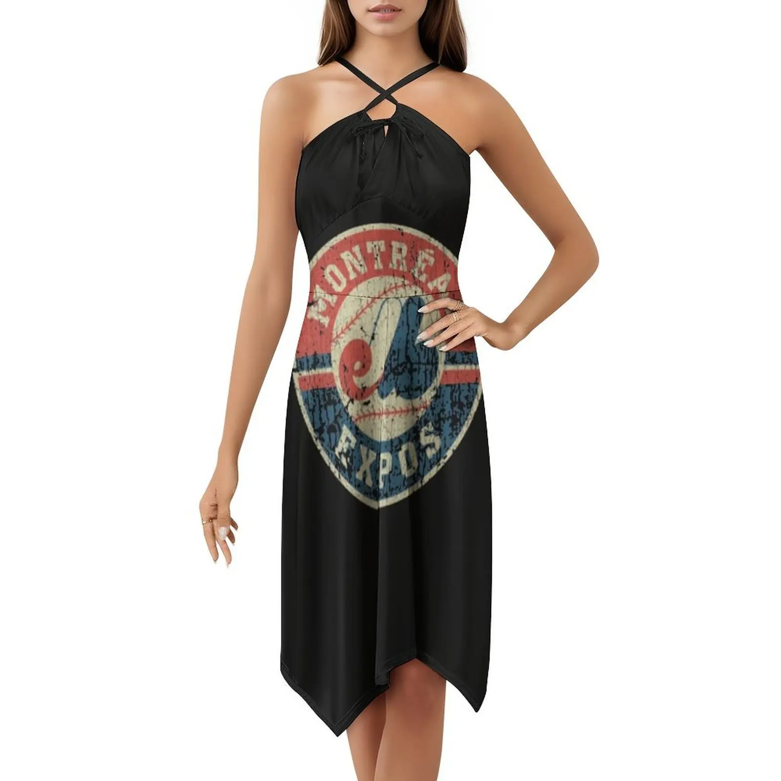 مونتريال اكسبوس 1969 قسط تي شيرت المرأة فستان الحفلات الأنيق فستان ألف خط مع خيارات قصيرة/طويلة/بدون أكمام مونتريال اكسبوس