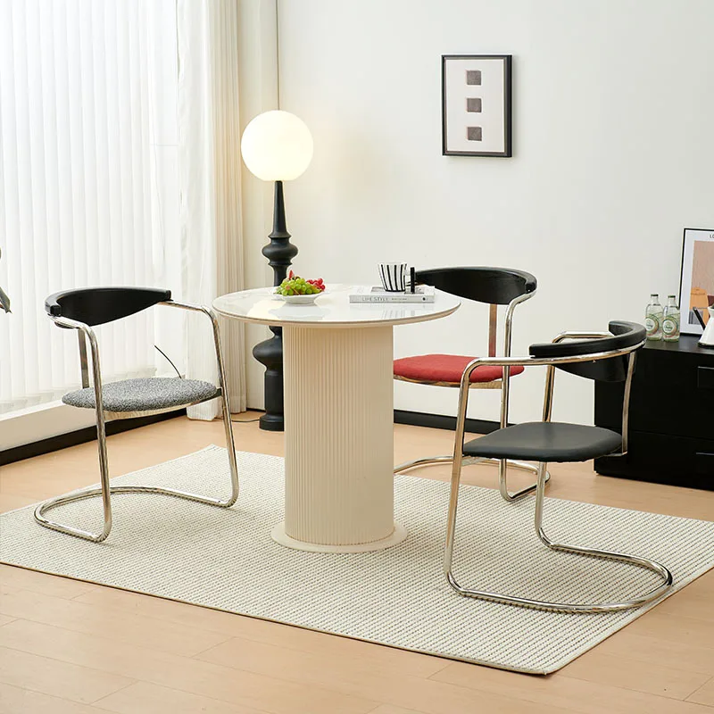 Doric Arc Stainless Steel Solid Wood Back Art Retro Back  Home Dining Chair