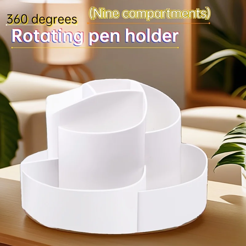 Creative 360-Degree Rotating Pen Holder, Large Capacity - Multi-Functional Desktop Organizer Suitable for Home and School Use