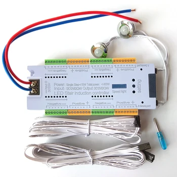 32 channels stair step led strip light pir infrared motion sensor backlight lamp auto lighting dimmer controller dc 12v 24v 500w