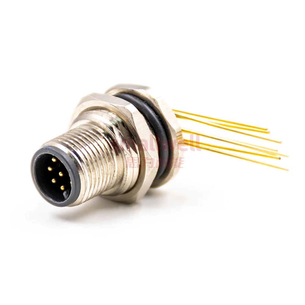 M12 8-core A-pin panel installation socket unshielded bent plug board