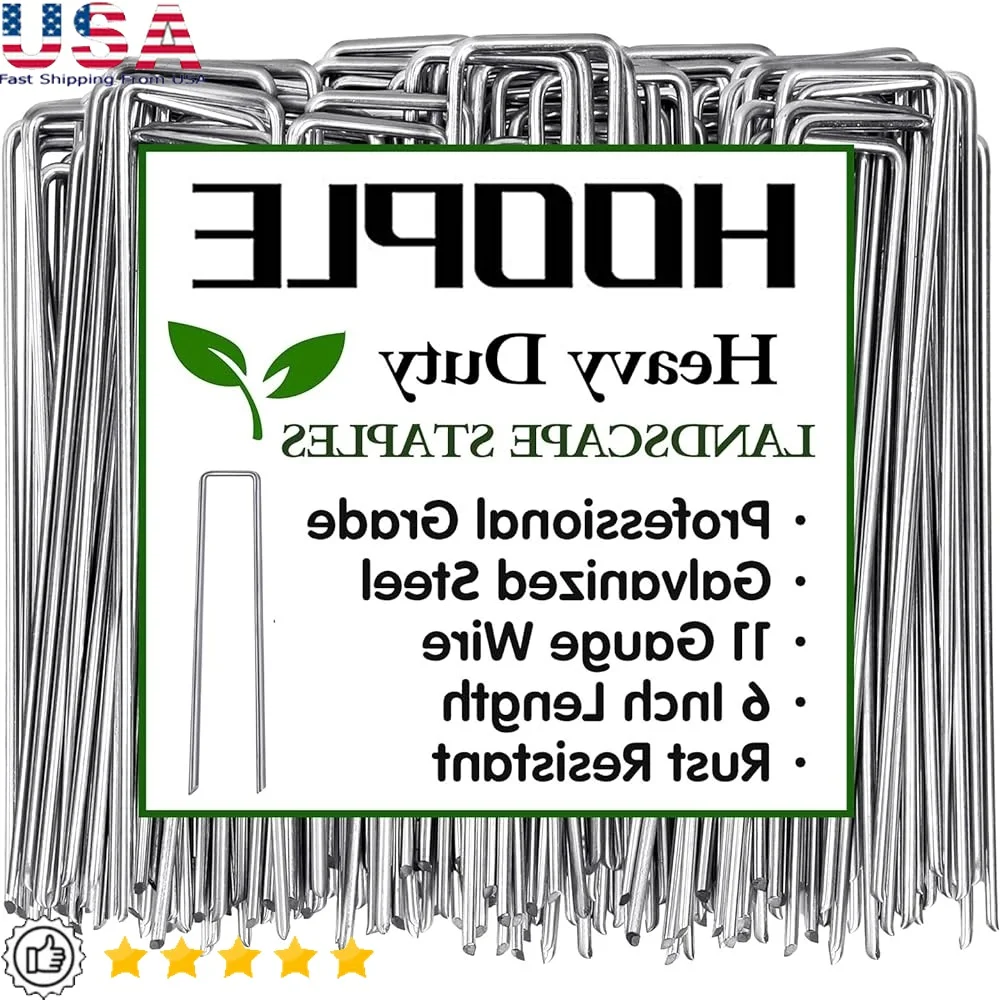 

100 Pack 6 Inch Galvanized Landscape Staples Heavy Duty U-Shaped Stakes Anti-Rust Garden Anchors Weed Barrier Fencing Clips