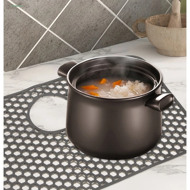 Hollow Sink Drain Mat Kitchen Counter Anti Scratch Anti Slip Pad High Temperature Resistant Multifunctional Table Protector