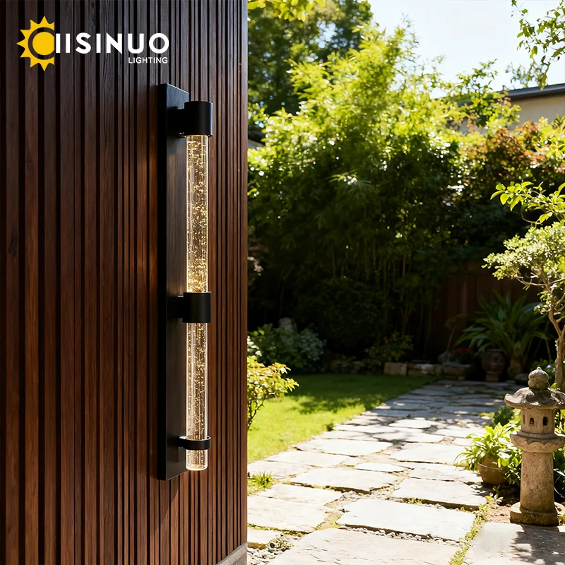 Outdoor Wall Lamp IP65 Weatherproof Sconce LED Column Crystal Garden Light Up down Lighting H30/40/73cm for Porch Villa Entryway