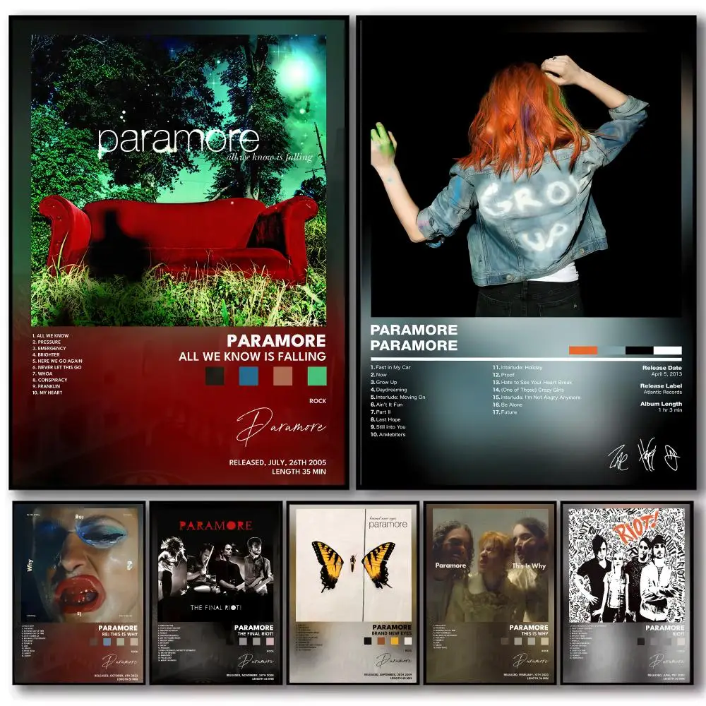 Rock Band Album P-Paramore Poster Decorative Stickers Wall Art Mural Photo Design for Home Living Room Hallway Decor Gift