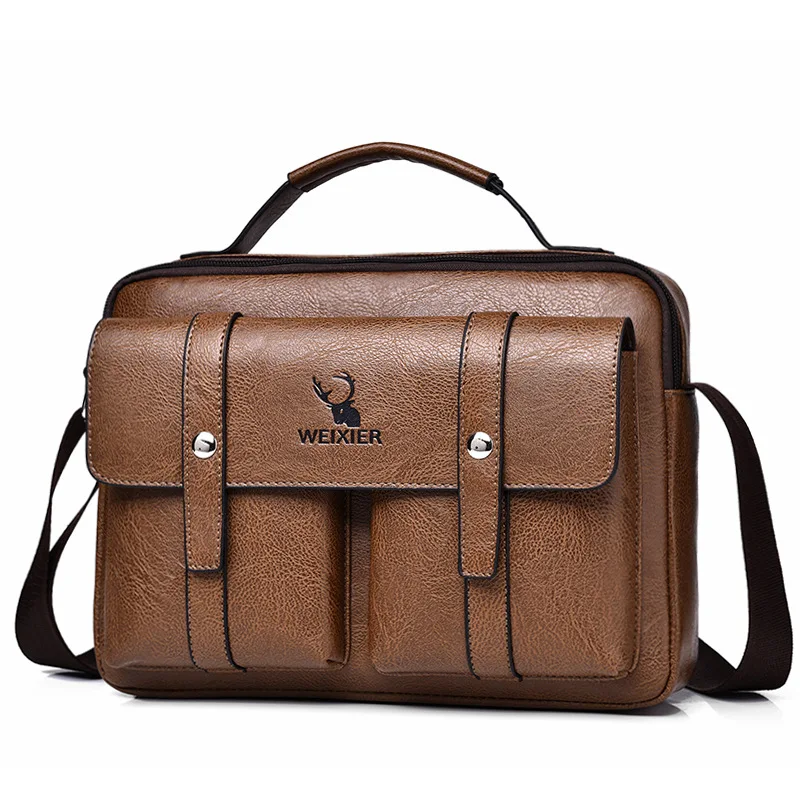 High Quality Men Briefcases Bag For 14 inch Laptop Business Travel Bags Handbags Leather Office Shoulder Bags For Man