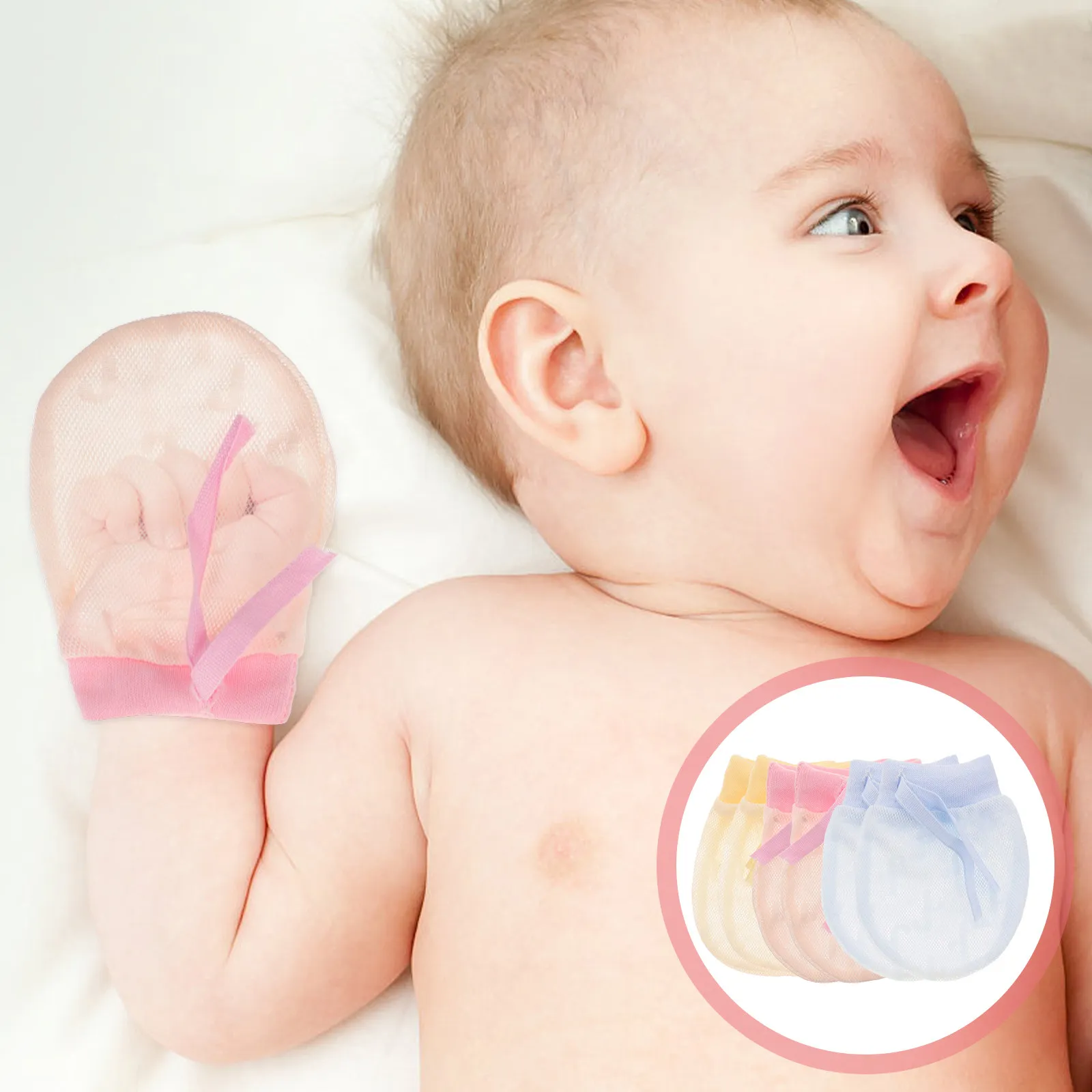 

3 пары хлопковых дышащих перчаток-митенок с сетчатыми вставками, предотвращающими царапины, для защиты от сосания пальцев