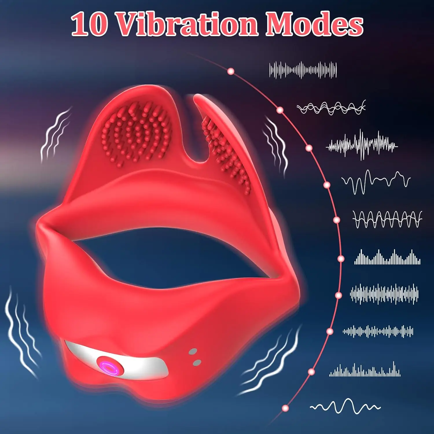 Vibrating Penis Ring Lip Shaped Silicone Cock Ring Delay Ejaculation High Elasticity Time Lasting Sex Toys For Men Couples Adult