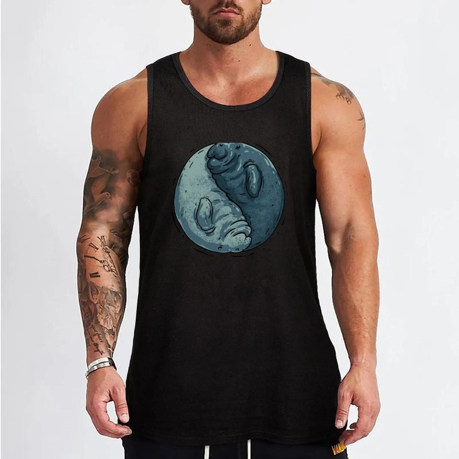 Manatee Yin and Yang | Dugong | Manatee County Tank Top t-shirts man sleeveless t-shirts for men gym clothes man fitness