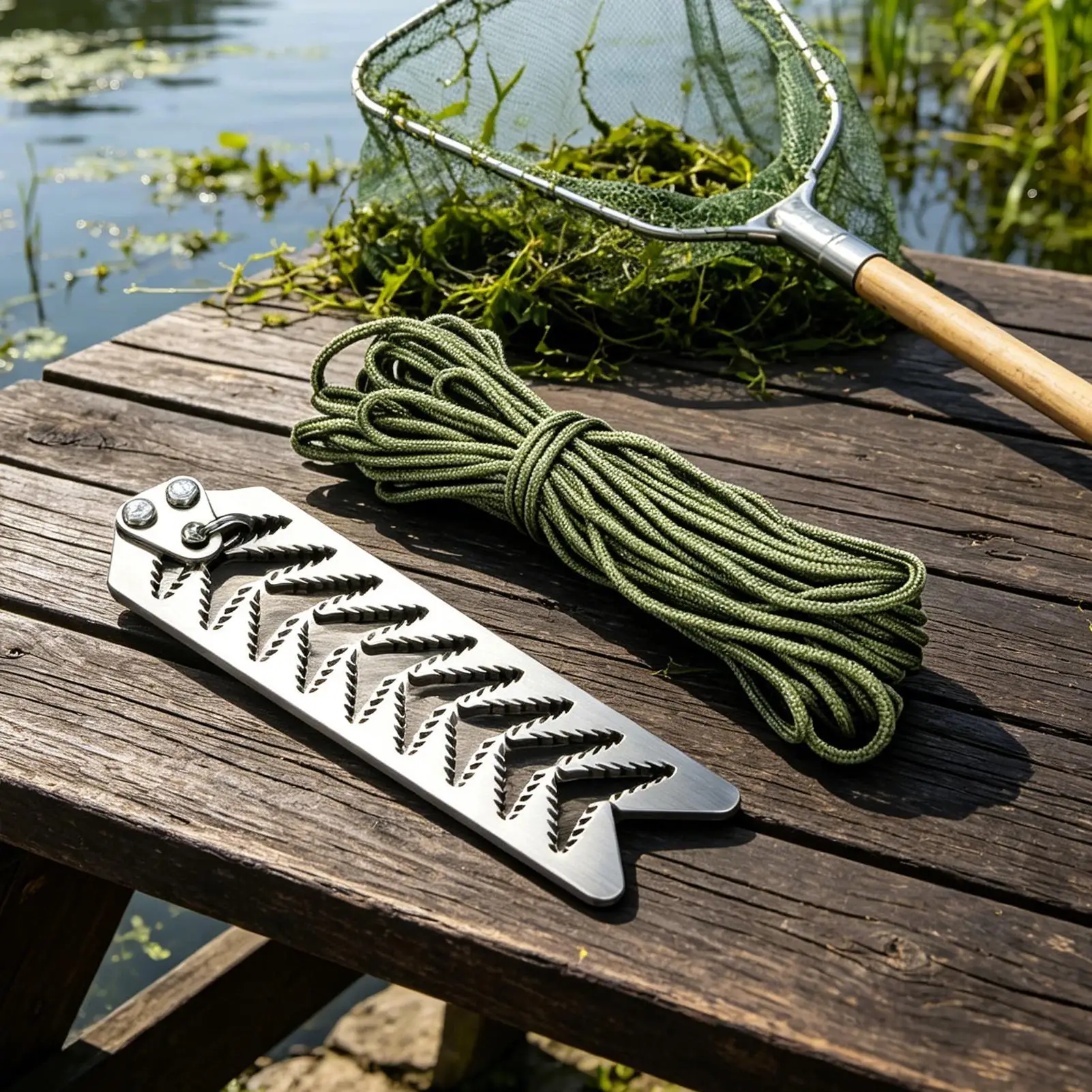 Lake Grass Cutter Foldable Serrated Grip Plant Catcher with 65.6ft Rope Pond Plant Cutting Tool for Underwater Dock Canal Shore