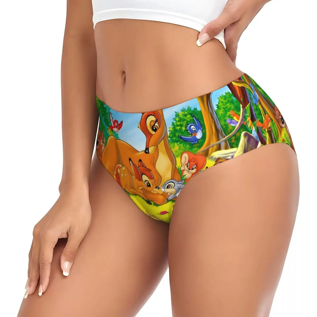 Bambi de dibujos animados personalizados para mujer, nuevas bragas breves, ropa interior elástica para mujer, calzoncillos