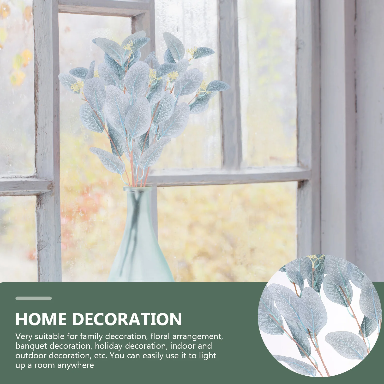 

3pcs Artificial Eucalyptus Leaves Faux Foliage Plants For Home Decor Vase Arrangement Fake Leaves Bouquet Foliage Eucalyptus