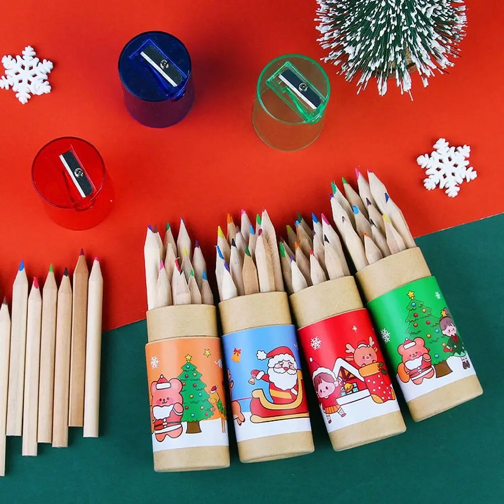 Pen Gift Sketch Supplies with Built-in Sharpener Christmas Colored Pencils Sketching Pen Wooden Pencils Drawing Pencils