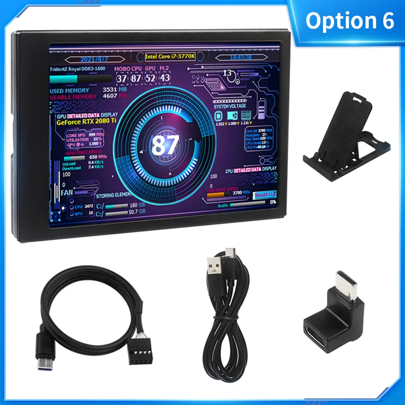 3,5-Zoll-Typ-C-Sekundärbildschirm AIDA64 LCD-Display CPU GPU RAM-Überwachung Optionaler USB-C-Basis-Subbildschirm für Mini-ITX-Gehäuse