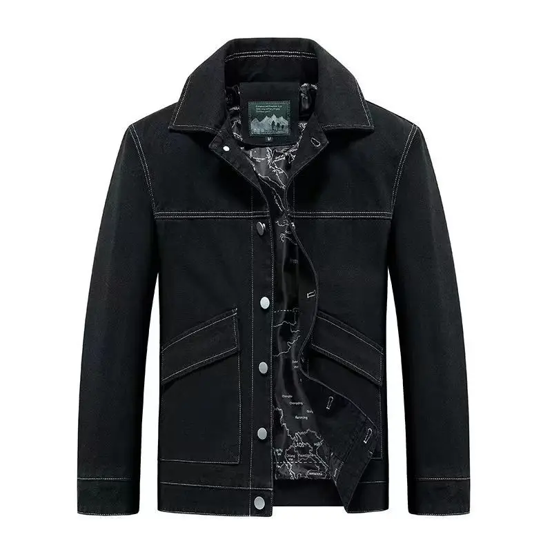Men's Thickened Denim Jacket Loose Fit Large Size Trendy Spring-Autumn Collection 2026 Casual Clothing