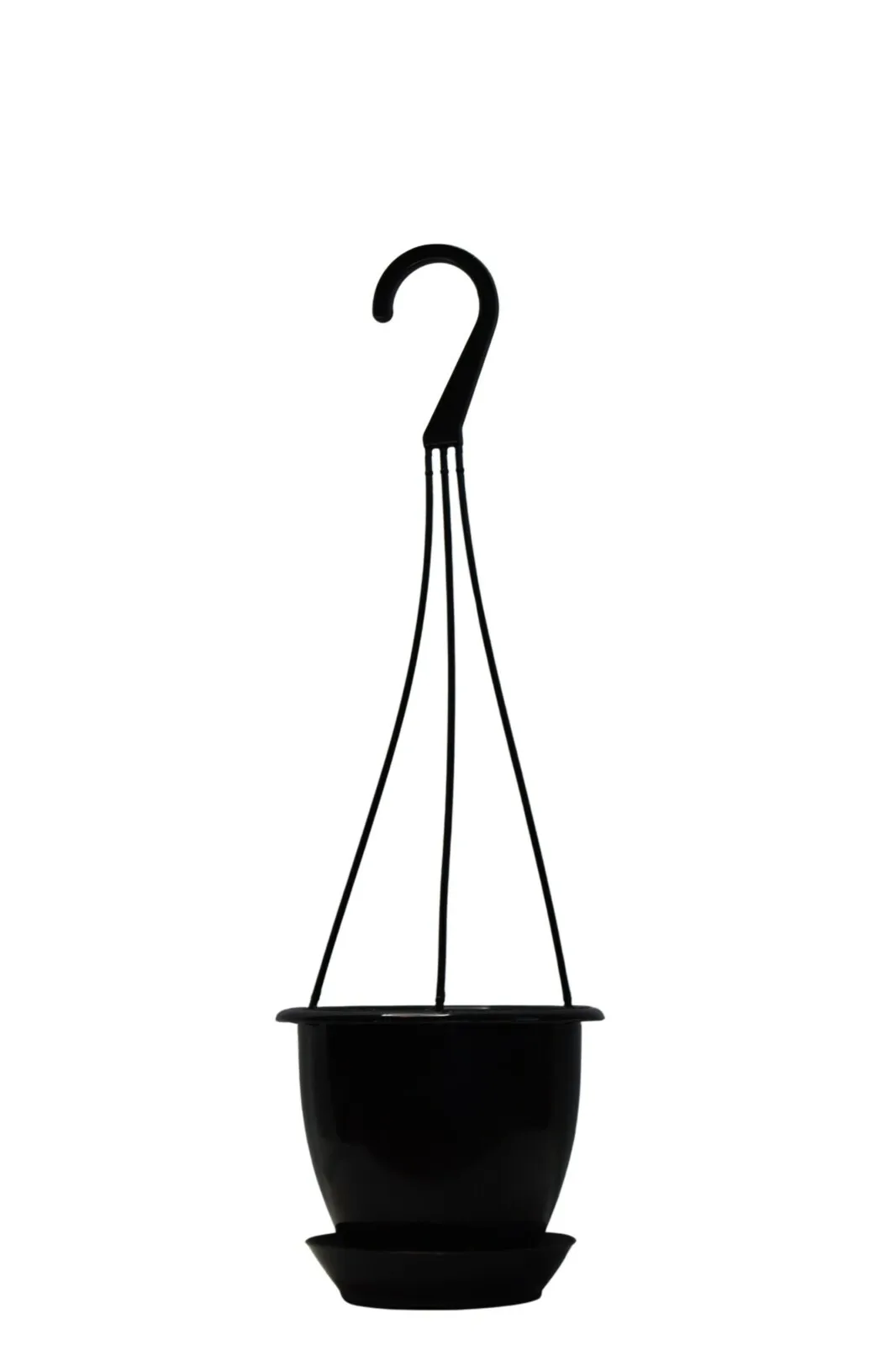 

4.5" MINI Hanging Basket with Saucer - Black Plastic - Set of 10