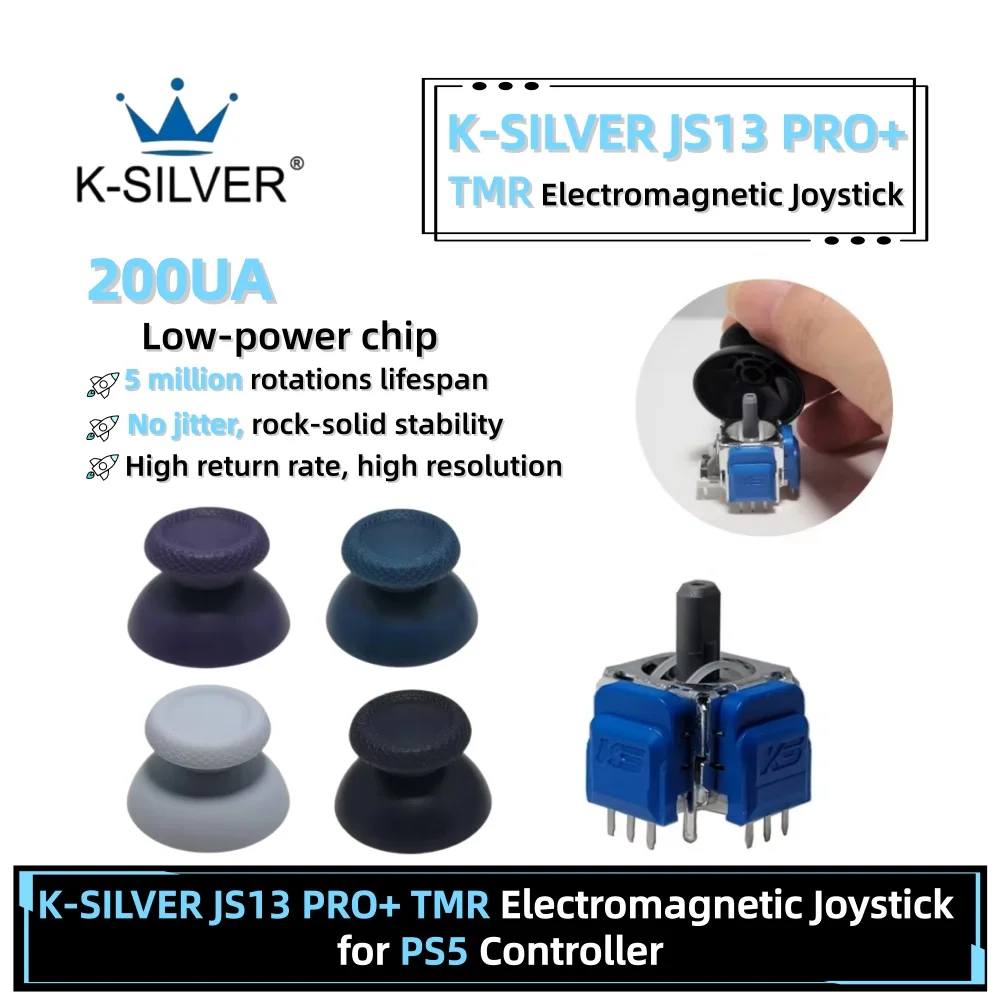 2/10PCS for PS5 K-SILVER JS13 PRO+ Replace TMR Effect Joystick 3D Analog Stick for DualSense PS5 3D Analog with Joystick Caps