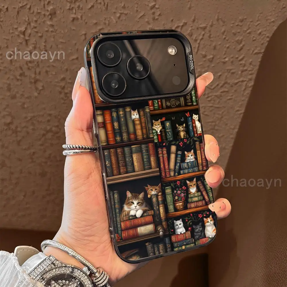 

Cat on the bookshelf Phone Case case for iPhone17 16 15 14 13 12 11 Pro/ Max/Plus shock-proof rear cover anti-fingerprint