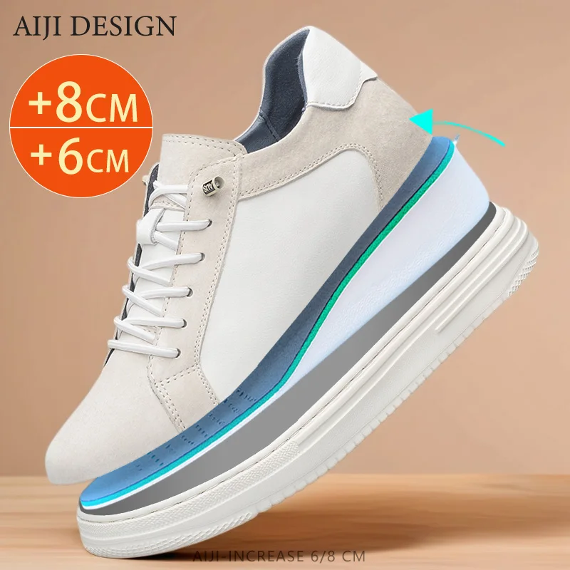 Luxury mens elevator shoes height increase invisible 8cm heighten increasing sports sneakers elevate taller lift leather shoes