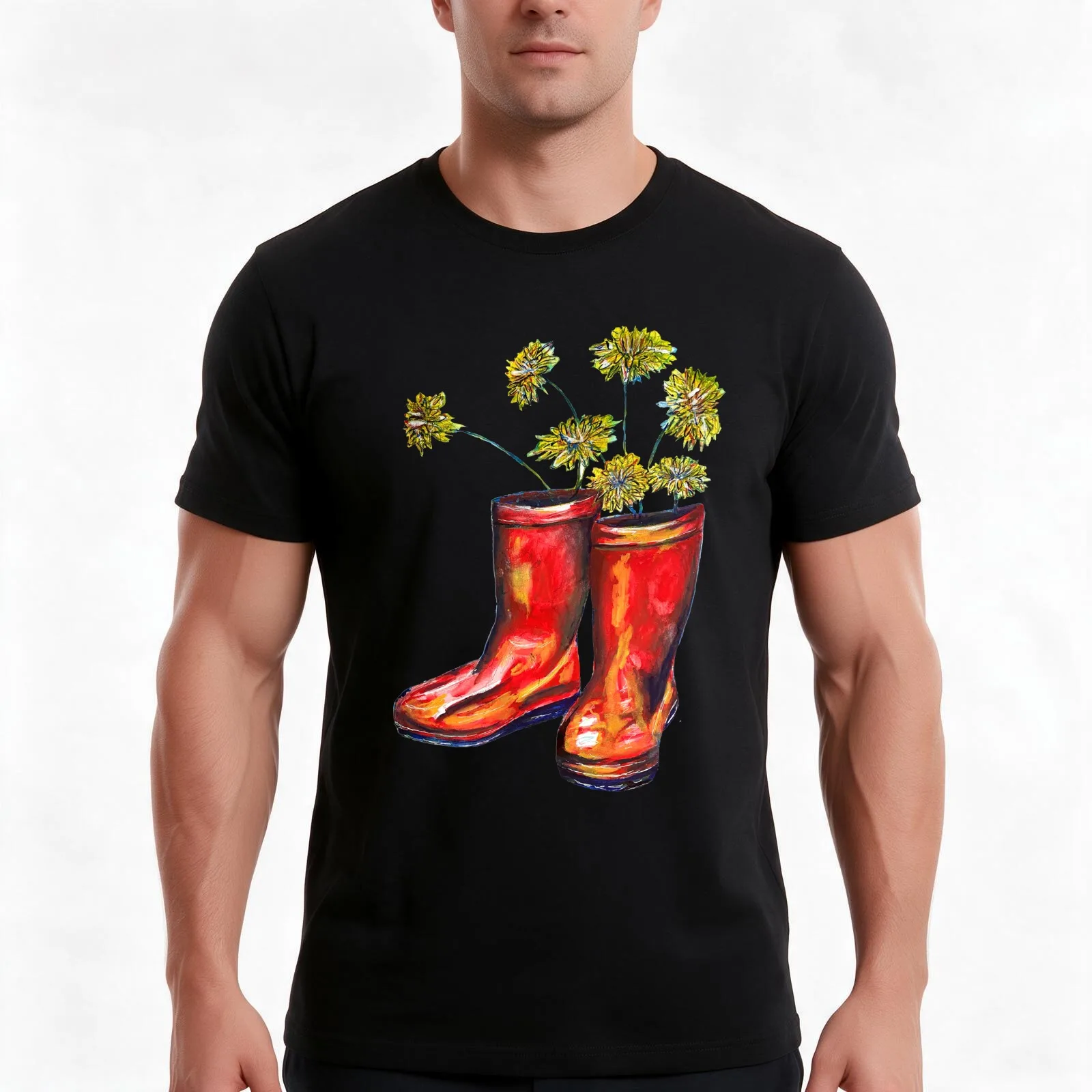 Inkopolis Red Welly Boots T-Shirt, Summer Casual Cotton Tee, Oversized Streetwear Tops, Vintage Graphic Print, Unisex Men Women