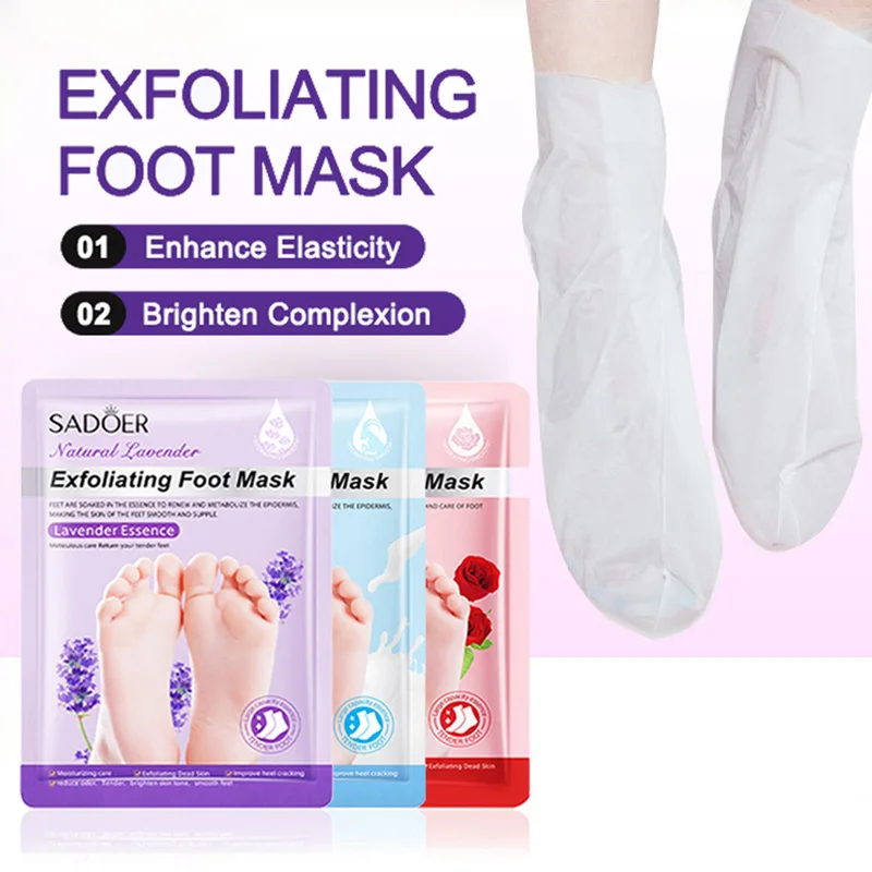 SADOER الخزامى قناع القدمين ترطيب تبييض القدم تقشير قناع مكافحة الشيخوخة التقشير قدم باديكير مقشر قدم العناية بالبشرة