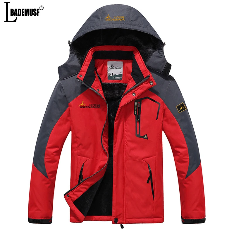 Mens ฤดูหนาวใหม่กลางแจ้ง Jet Ski พรีเมี่ยม Snow Warm Parkas แจ็คเก็ต Coat Men Outwear ลำลอง Hooded กันน้ำหนาขนแกะ Parka ผู้ชาย