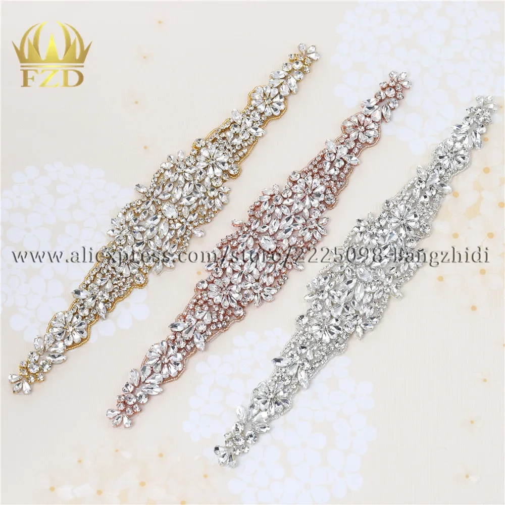 (30pieces) Wholesale Hot Fix Strass Sew On Rhinestone Bridal Crystal Applique for Sash Wedding Dress Headbands Wristbands Belt