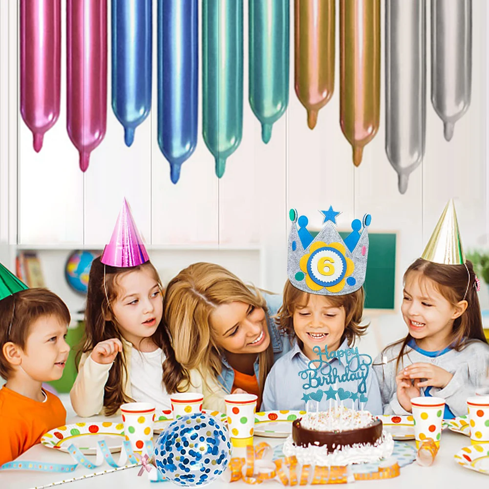 Interchangeable Numbers Crown Princess Gray Felt Birthday Party Hat Adjustable Celebrtion Durable Kids Baby Shower Decor