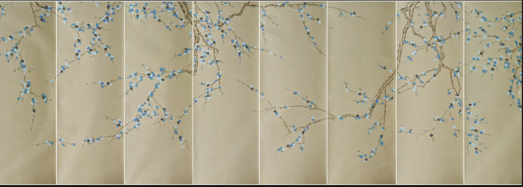 Costomized  Chinoiserie Wallpaper Silk Hand-Painted Plum Blossom Bedroom/Living/Study/Dining Room/Porch/Sofa/TVwall Wallcovering