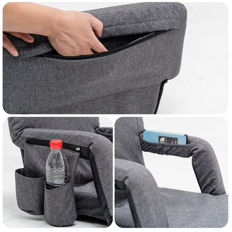 Stadium Seat with Armrest for Bleachers Outdoor Camping Mat Portable Beach Chair Rest Cushion Mum\'s Comfort Folding Sofa Adjust