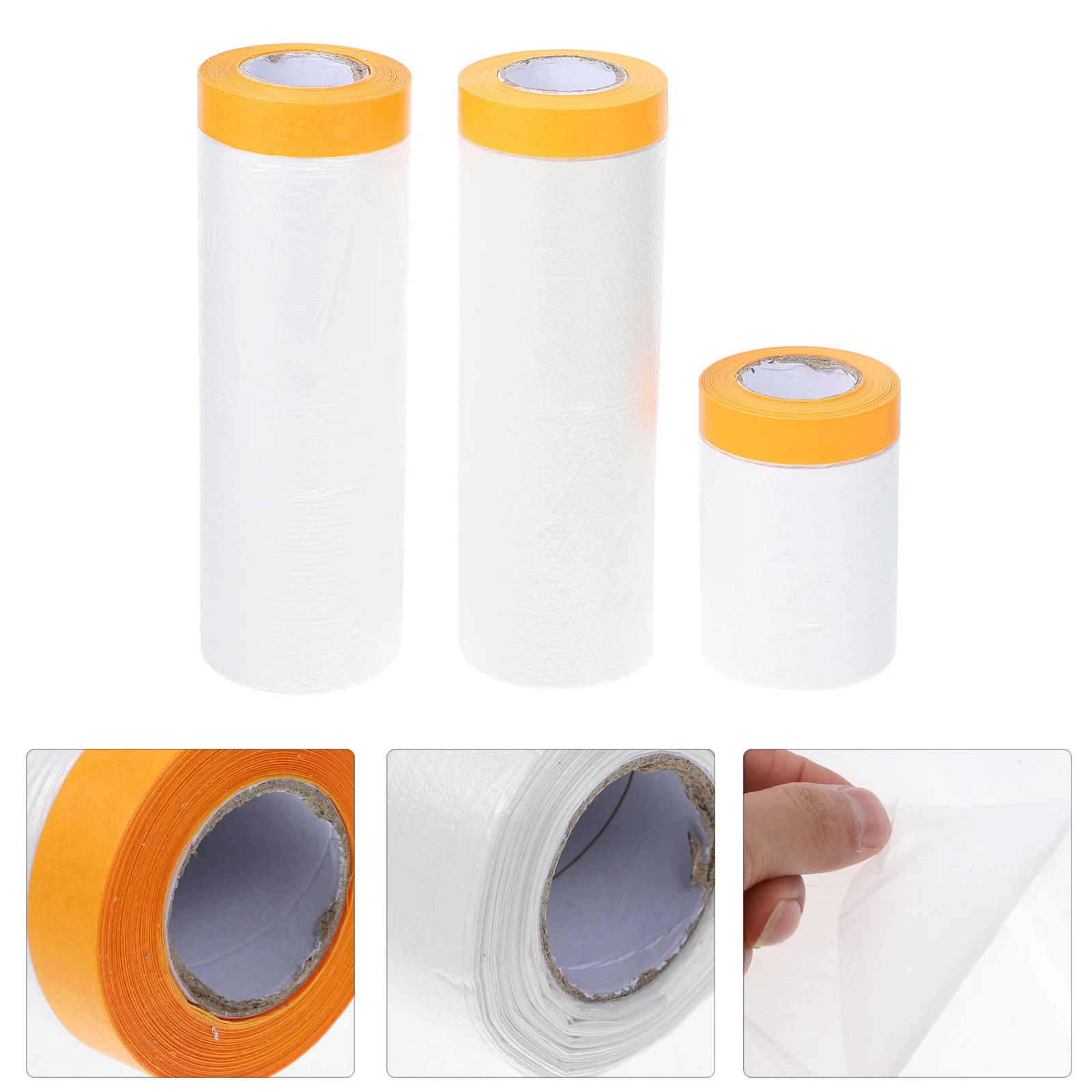 

3 Rolls Masking Paper Auto Body Protective Film Lightweight PVC for Car Paint Equipment Covering Household Appliances Furniture