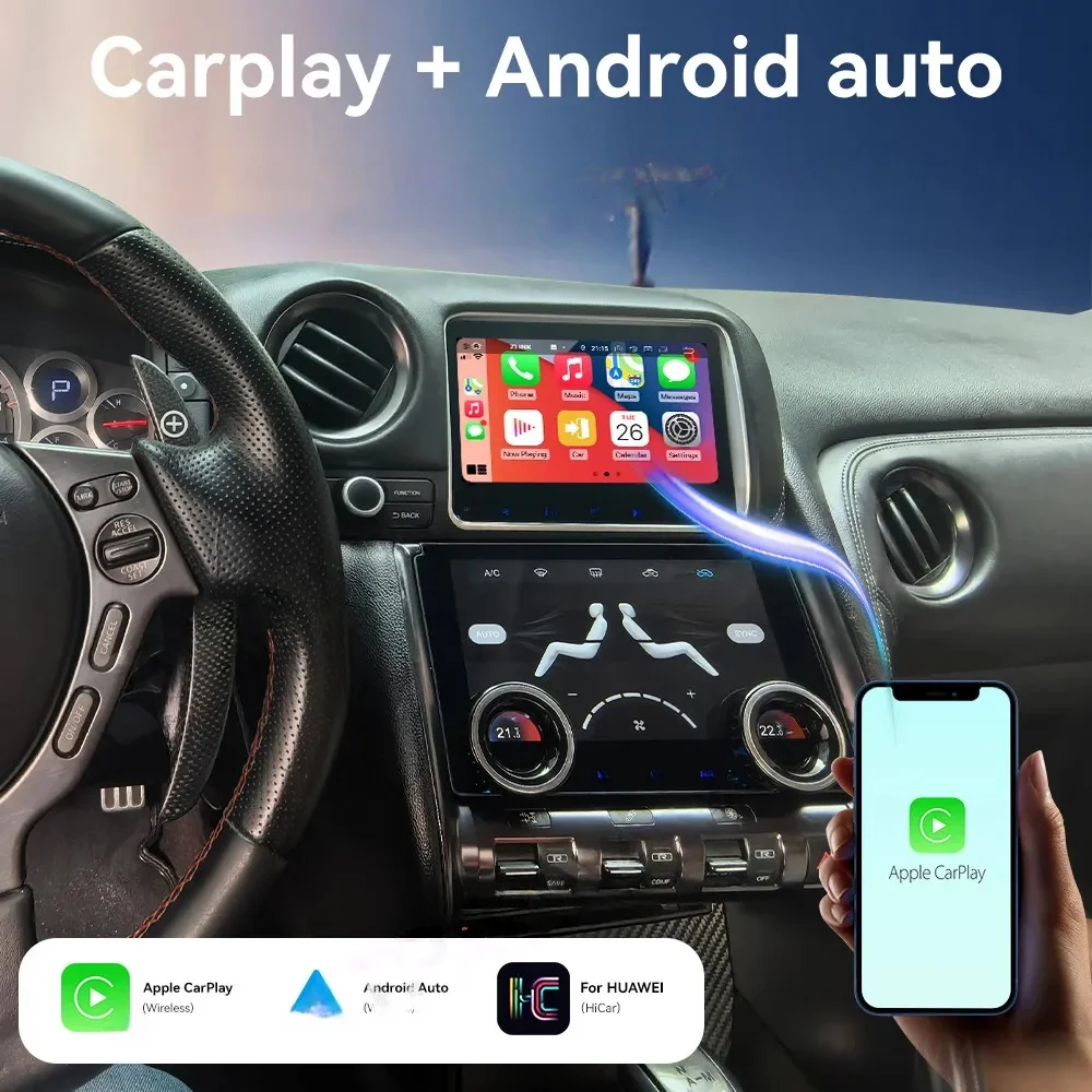 Multimedia Video Wireless Carplay Player For Nissan GTR 2007-2015 Android Car Radio Autoradio Stereo Air conditioning screen