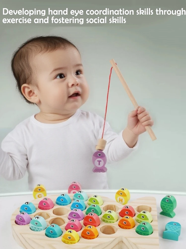 Jeu de pêche en bois pour enfants, jouet cadeaux, éducation précoce, Alphabet, jouets cognitifs numériques, jeux interactifs pour enfants, jouets pour cadeaux