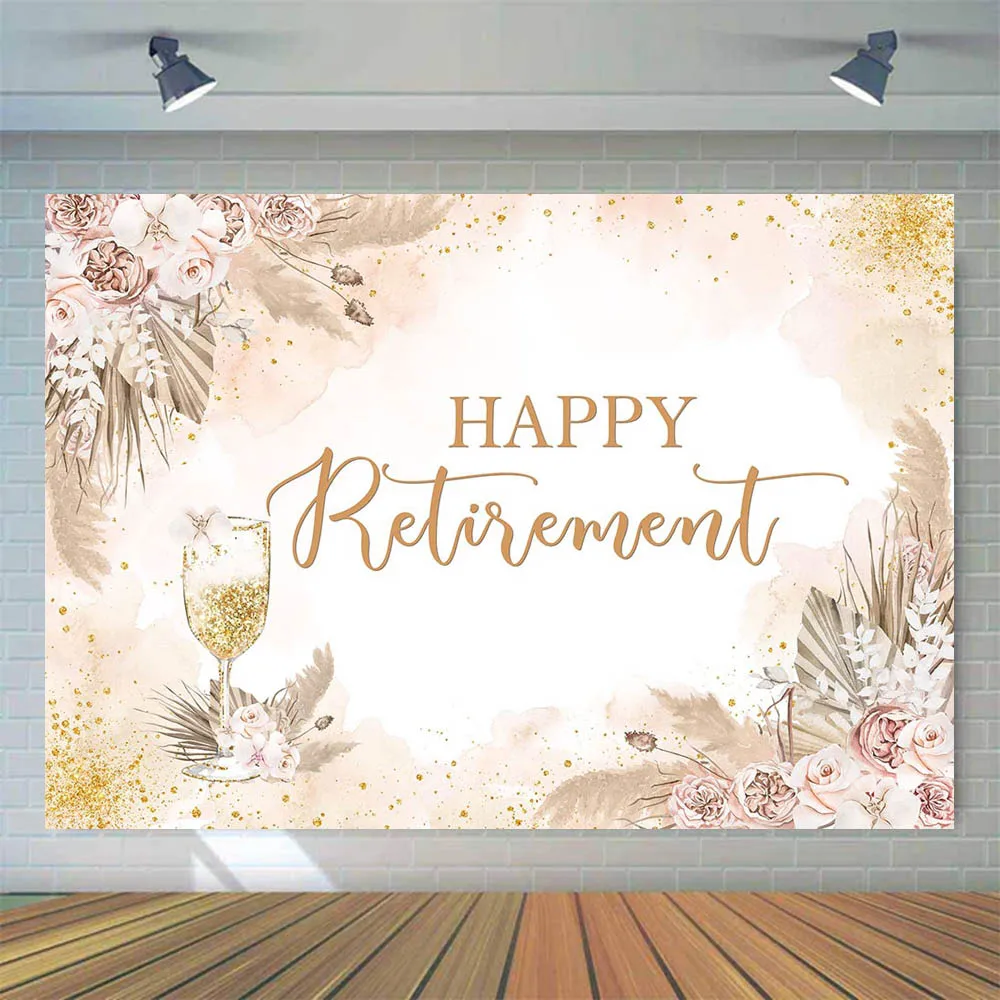 Mocsicka Happy Retirement ฉากหลัง Boho ดอกไม้ Pampas Grass ผู้หญิงเกษียณอายุ Party Decor ภาพครอบครัวพื้นหลัง Photo Studio