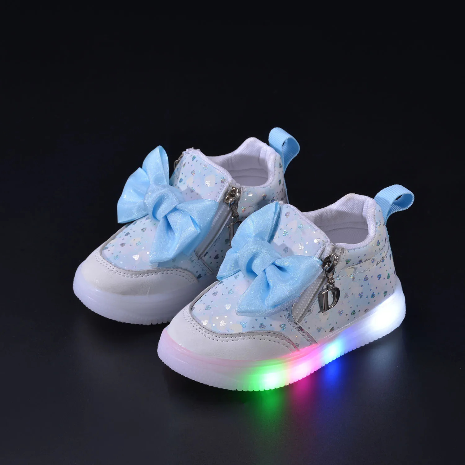 Barbie Shoes Girls LED Tennis Shoes Fashion Barbie Luminous Shoes Kids Casual Sneakers New Print Lighted Shoes Size 21-30