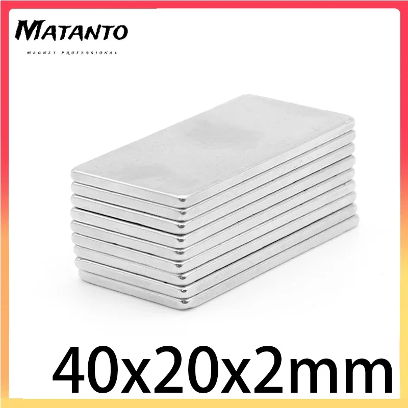 

10/20PCS 40x20x2mm Block Strong Powerful Magnets Long Rectangular Permanent Neodymium Magnet Sheet