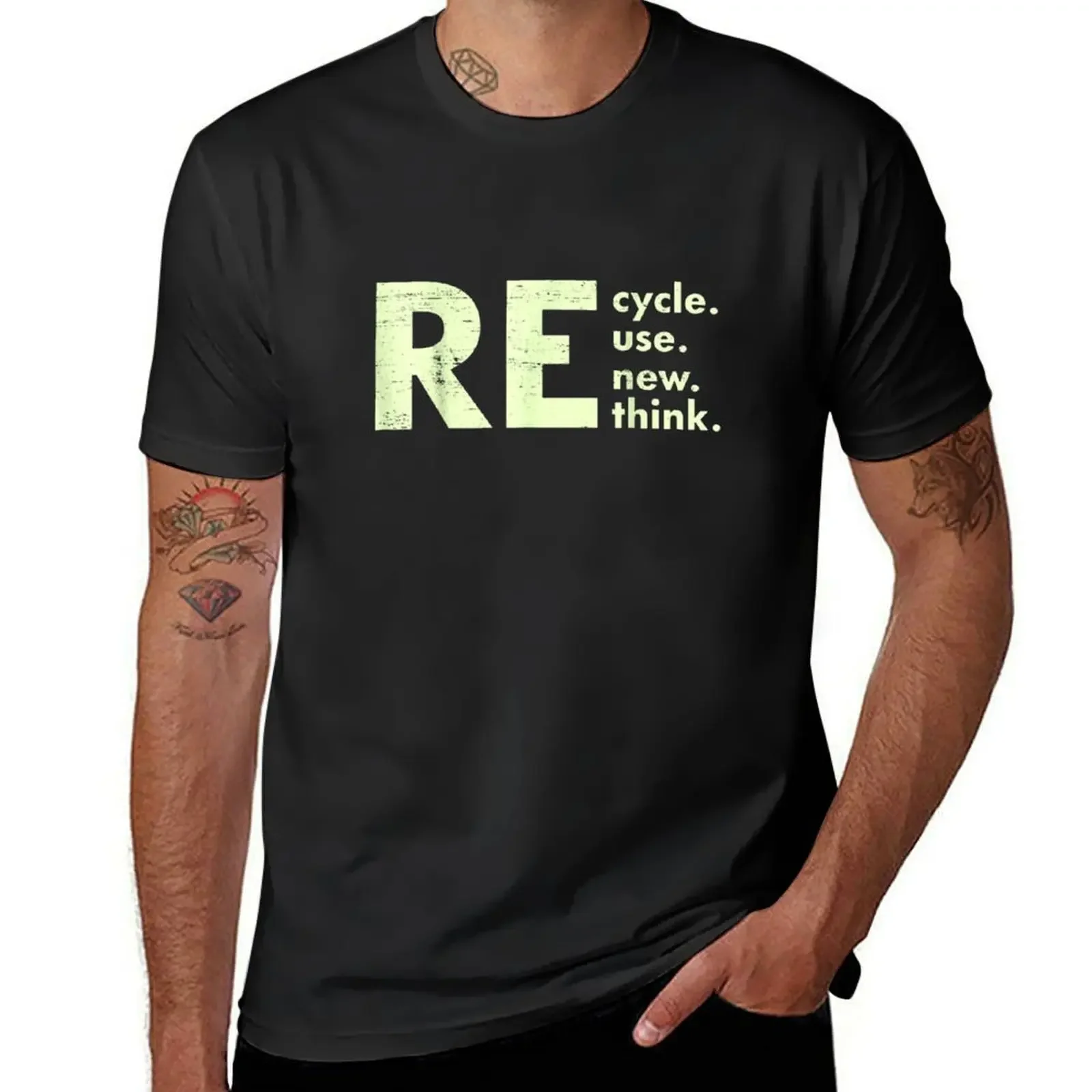 Recycle use new think T-Shirt designer shirts custom shirt plus size clothes street wear black t-shirts for men