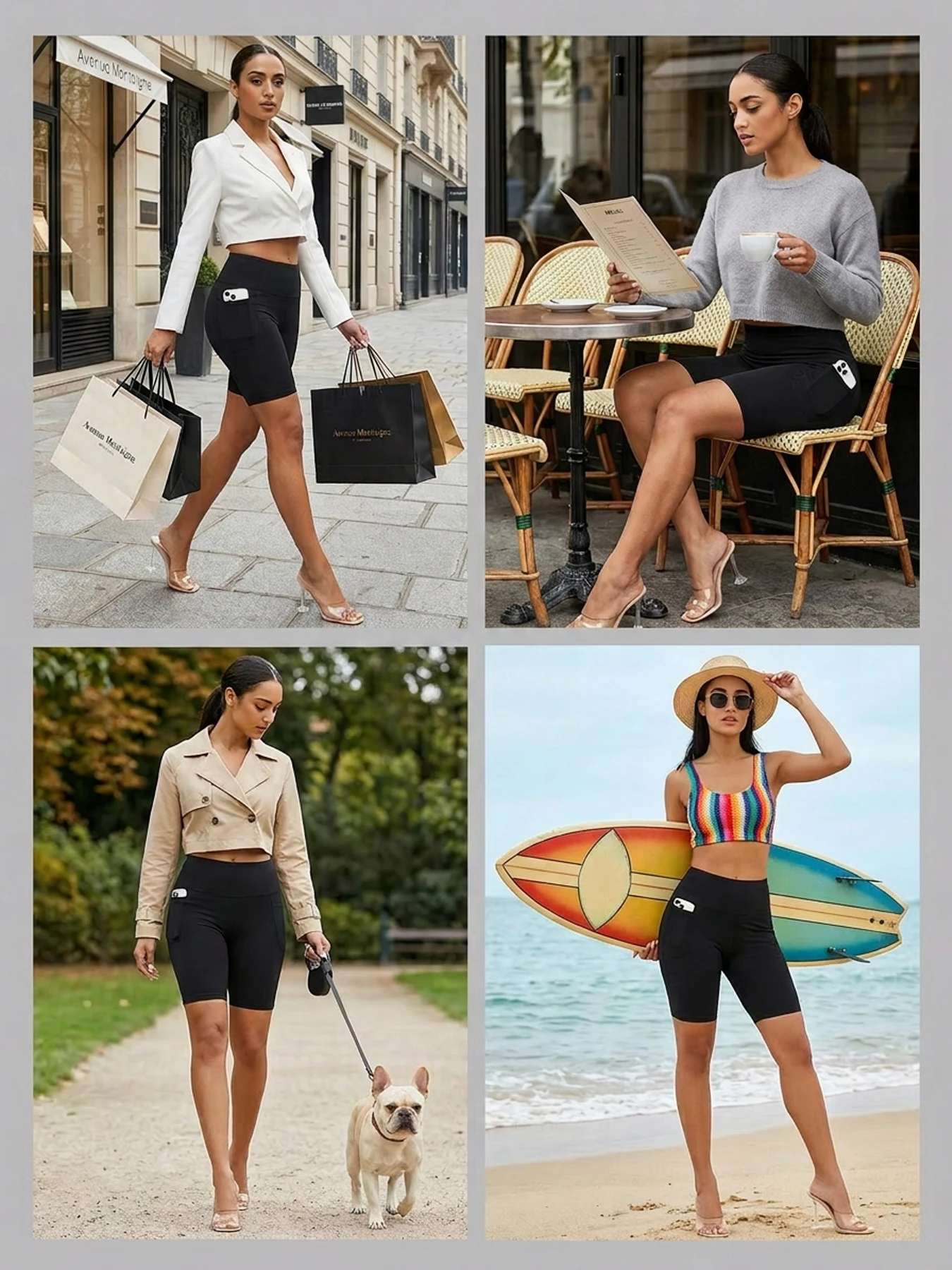 Hoch taillierte Biker-Shorts für Damen mit Taschen, superweiche, bauchkontrollierende Workout-, Lauf-, Yoga- und Sportshorts – Detail 5