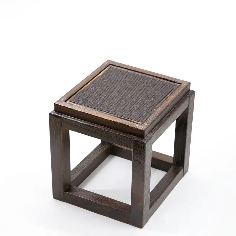 

Burnt Tong Solid Wood Low Stool Chinese Small Square Change Shoe Stool Living Room Small Bench