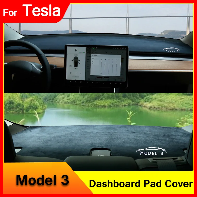 For Tesla Model 3 2017 2018 2019 2020 2021 2022 Car Dashboard Cover Mat Sun Shade Pad Carpets Rug Protector Interior Accessories