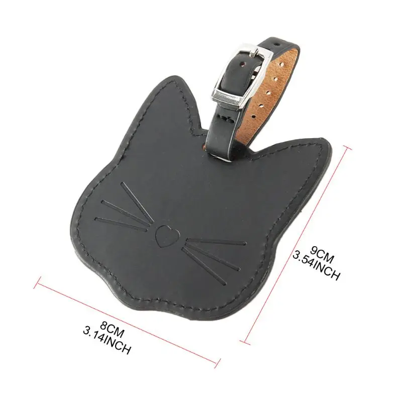 Cadeau bagage mignon pour étiquette valise en cuir chat avec des étiquettes sangle