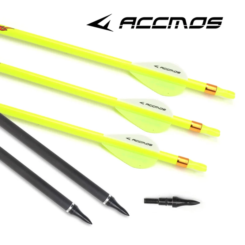 

6/12pcs 32in 6.2mm Spine 300/340/400/500/600/700/800 Pure Carbon Arrow For Recurve Compound Bow Outdoor Archery Hunting