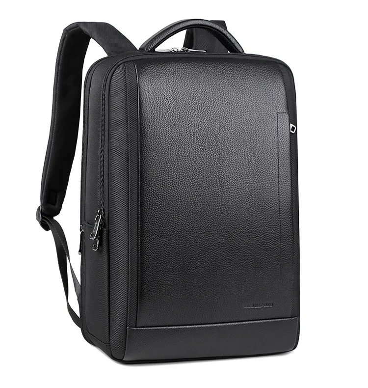 

New Brand Genuine Leather with Oxford Men Backpacks Fashion Real Natural Leather Student Backpack Boy Luxury Computer Laptop Bag