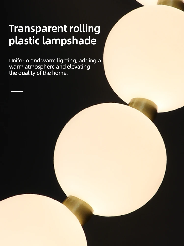 북유럽 스타일 유리 샹들리에 황동 천장 조명 디밍 가능한 매직 빔 펜던트 램프 침실 인테리어 장식용