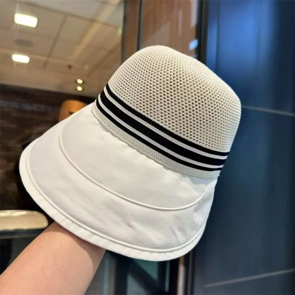 

Simple Breathable Outdoor Beach Hat UV Protection Foldable Large Brim Sun Hat Mesh Design Wind Proof Net-top Sunshade Cap Hiking