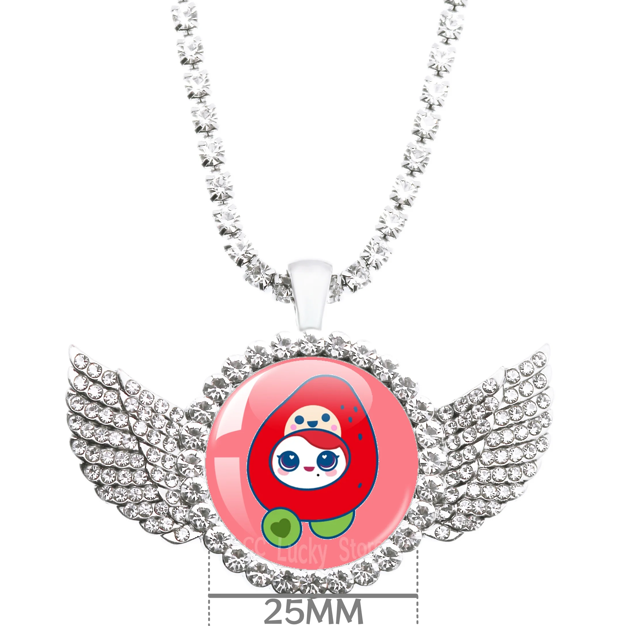 Lovely Nayeon Momo Sana Mina Jeongyeon Jihyo Korean Idol Handmade 25MM Glass Cabochon Rhinestone Angel Necklace Jewelry Gift