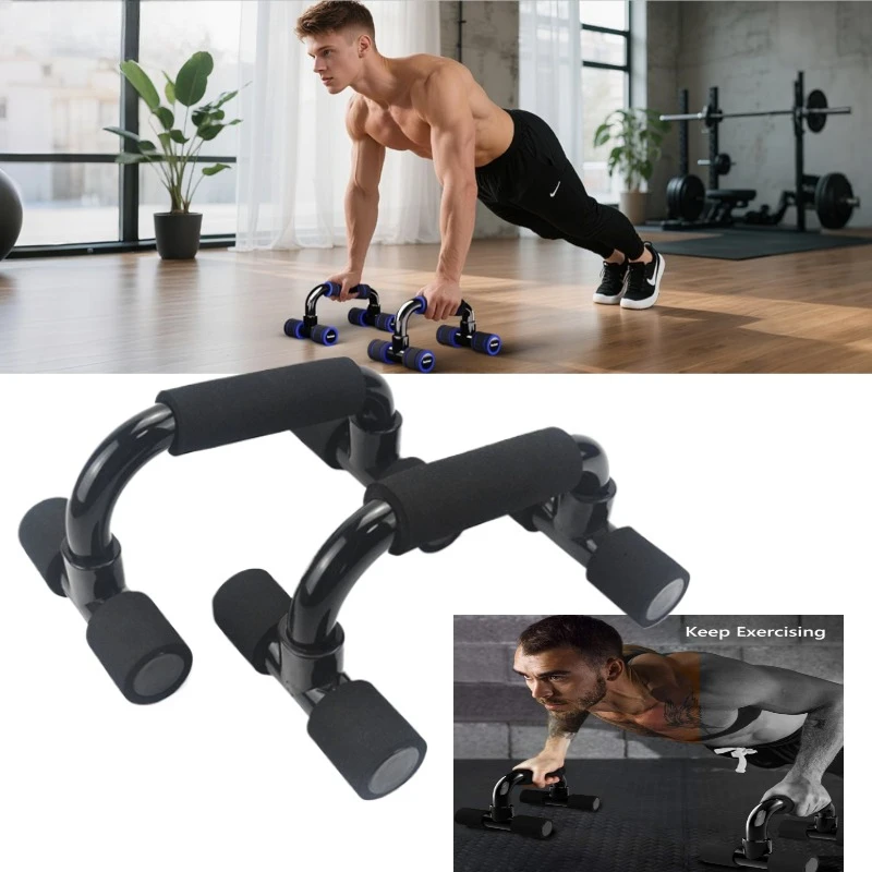 1 Set Push Up Handles Bars, Gym Exercise Fitness with Cushioned Foam Grip, Non-Slip Sturdy Structure Push Up Bars, for Men Women