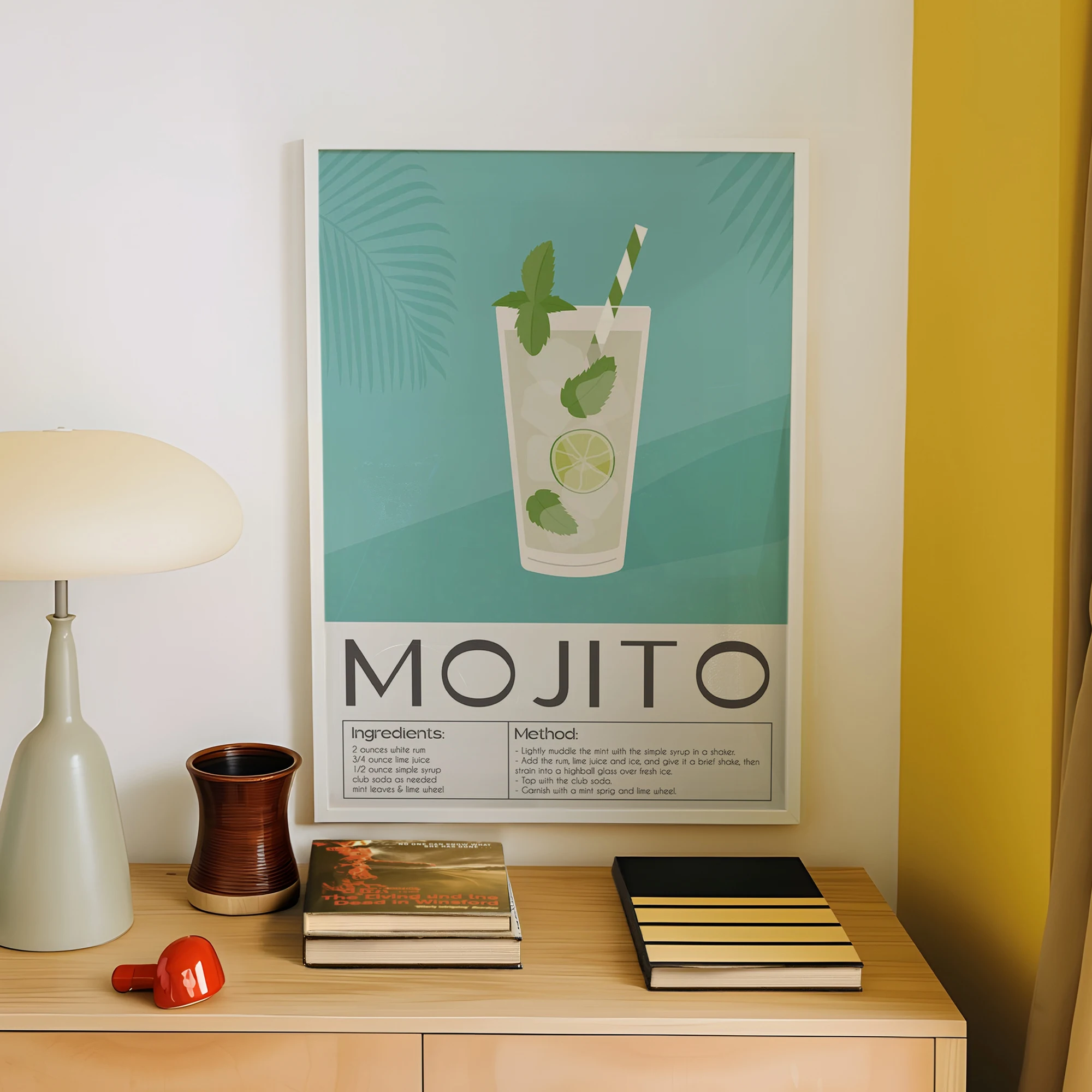Modern,Minimalist Mojito Cocktail Wall Art Print Canvas Painting Poster Picture For Living Room,Bedroomand Bar Home Decor